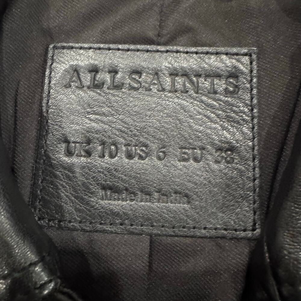 AllSaints Vela Biker Jacket Black Lamb Leather Women's 6 - Picture 4 of 11